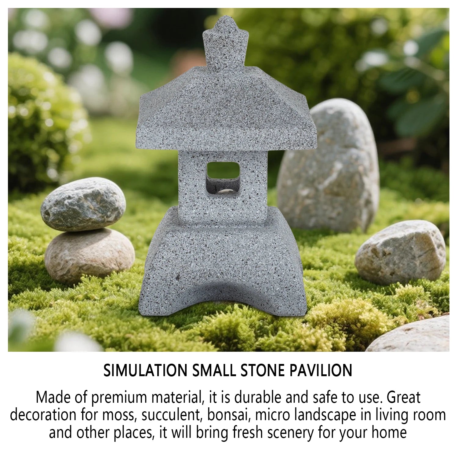 Japanese Pagoda Statue Zen Garden Lantern Solar LED Light Outdoor Fish Tank Decor