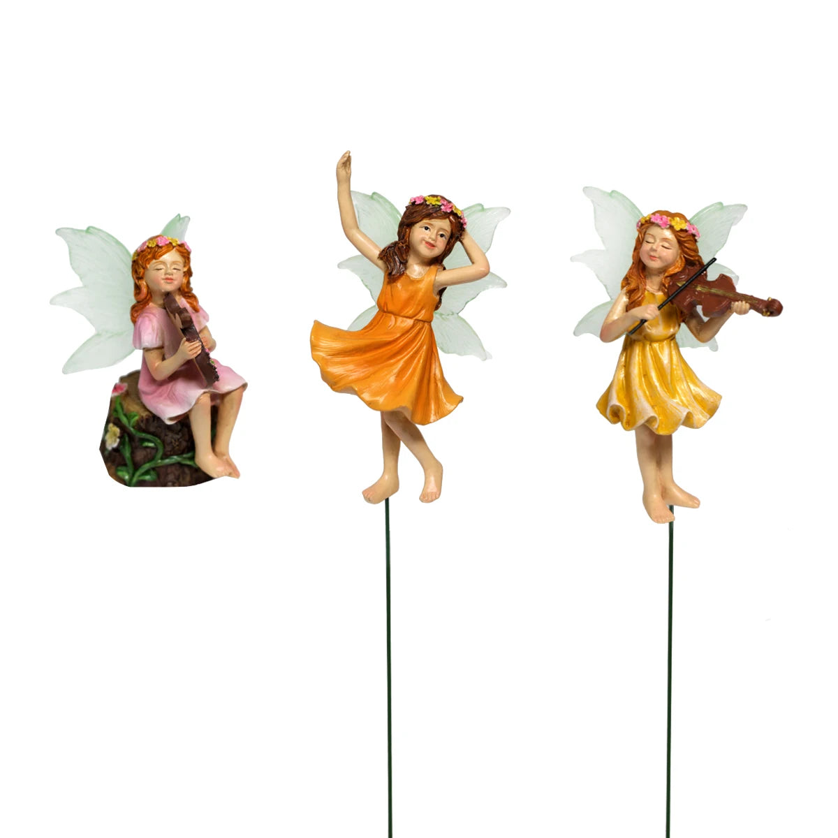 3pcs Dancing Flower Fairy Figurines Mini Resin Statue for Garden Pot Sand Table