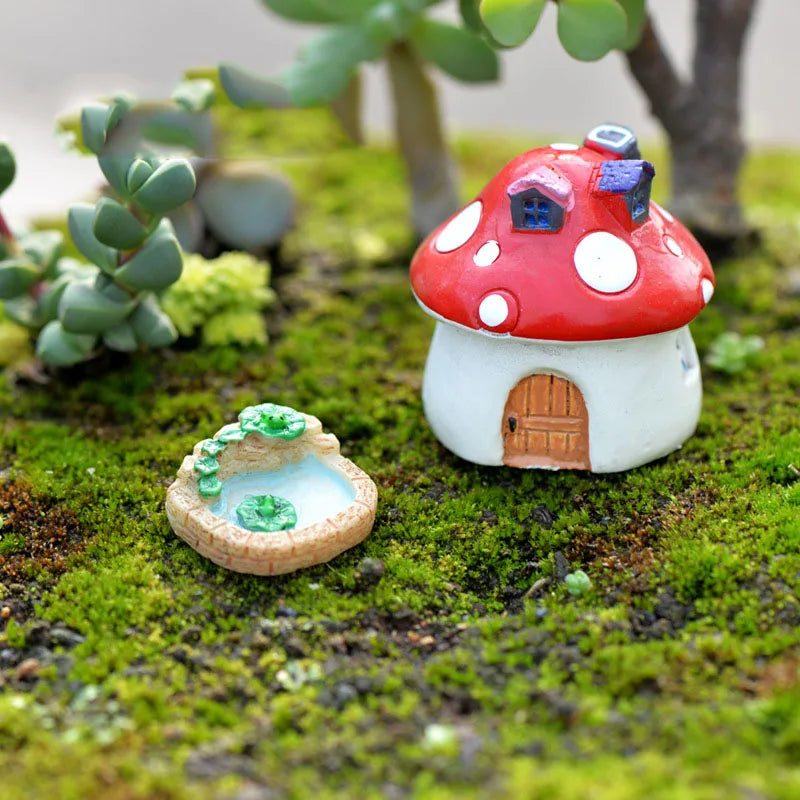 Miniature Water Pool Lotus Pond Figurine Micro Landscape DIY Fairy Garden Decor