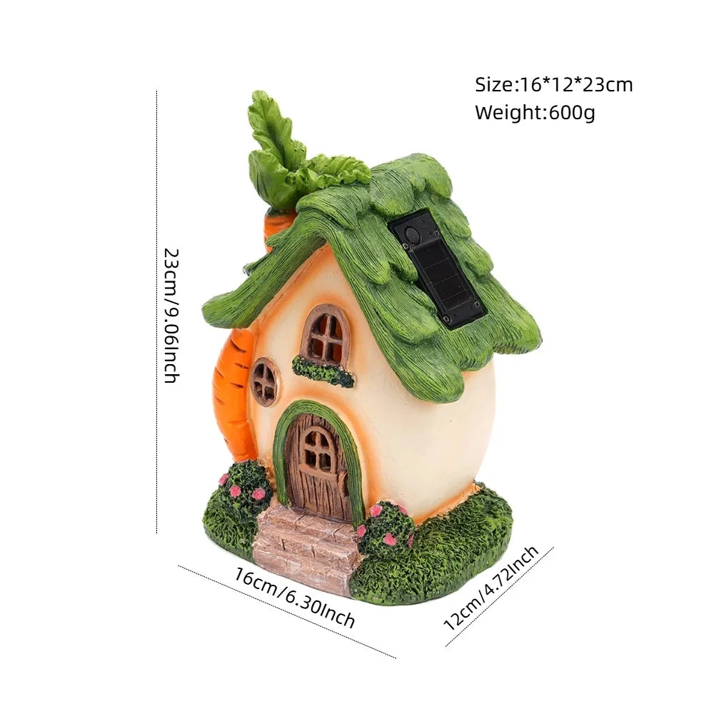Solar Christmas Tree House Garden Stake Light Outdoor Xmas Decor Resin Ornament
