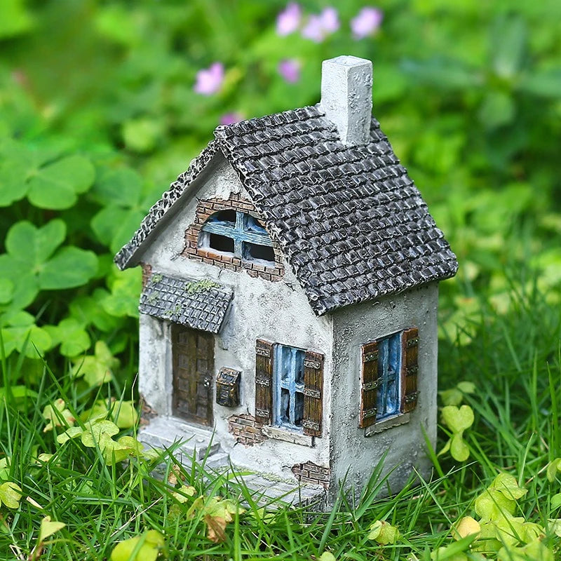 Miniature Fairy Tale House Resin Sculpture Garden Dwarf Home Witch Castle Decor