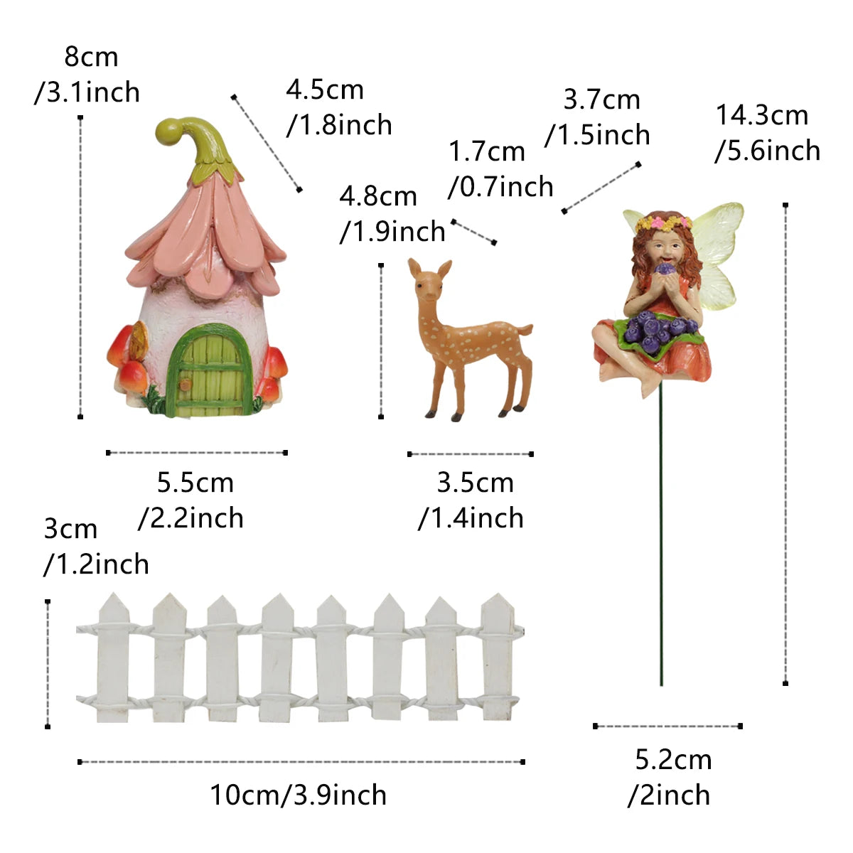 Mini Flower Fairy Eating Berry Statue Resin Miniature for Fairy Garden Pot Decor