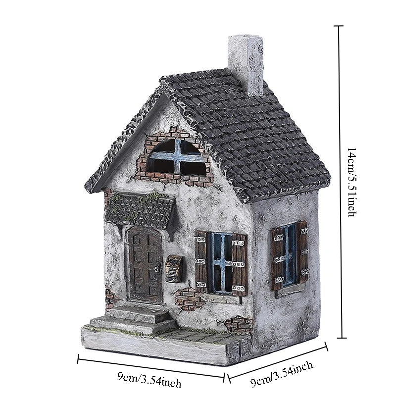 Miniature Fairy Tale House Resin Sculpture Garden Dwarf Home Witch Castle Decor