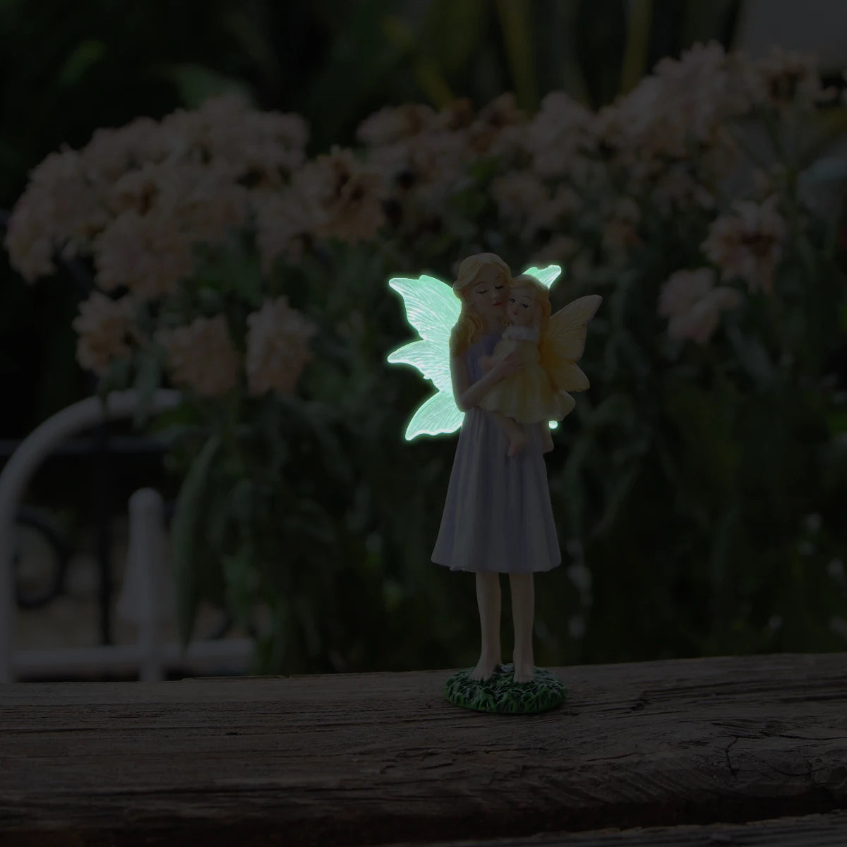 Mother's Day Gift Flower Fairy Mother and Daughter Statue Glow in the Dark Wings