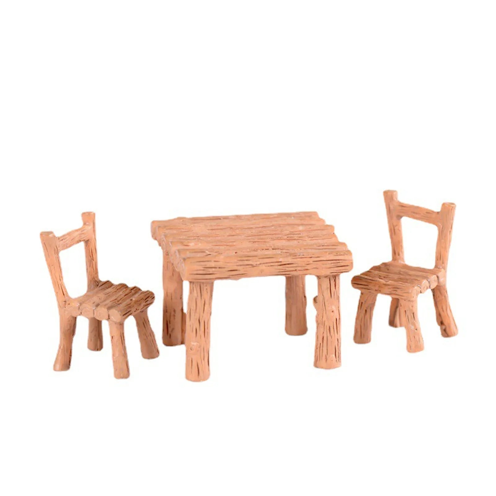 3pcs Miniature Park Bench and Table Set Resin Furniture for Fairy Garden Decor