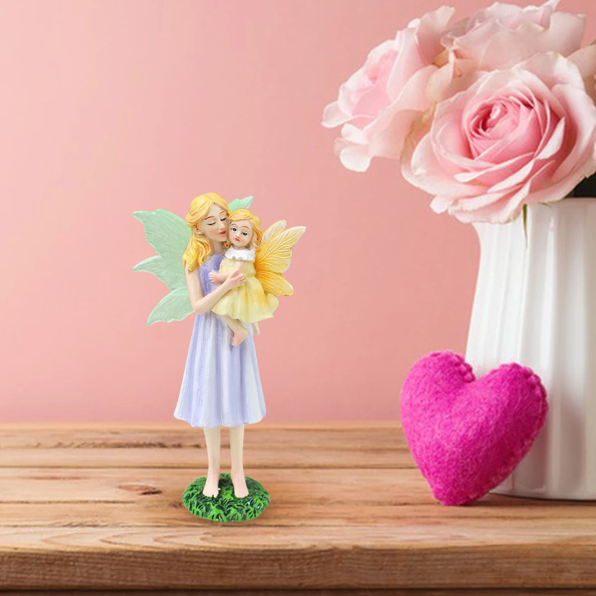 Mother's Day Gift Flower Fairy Mother and Daughter Statue Glow in the Dark Wings