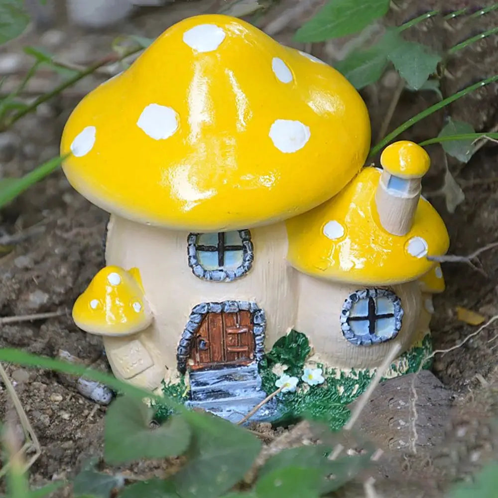 Miniature Mushroom House Resin Fairy Garden Decor Micro Landscape Castle Ornament