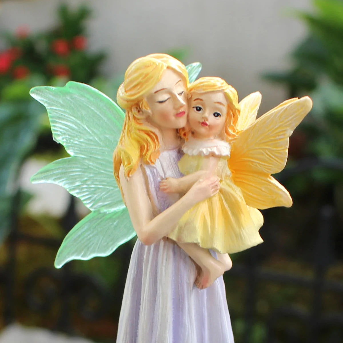 Mother's Day Gift Flower Fairy Mother and Daughter Statue Glow in the Dark Wings