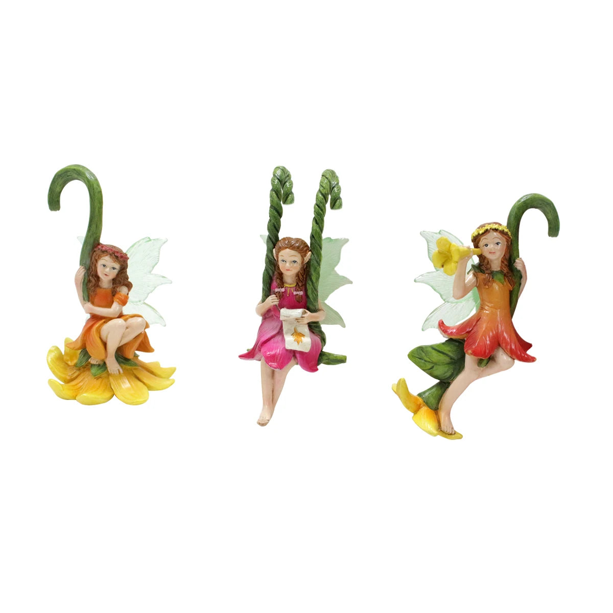 3pcs Tree Vine Flower Fairy Pot Huggers Resin Hanging Dwarf Garden Decoration