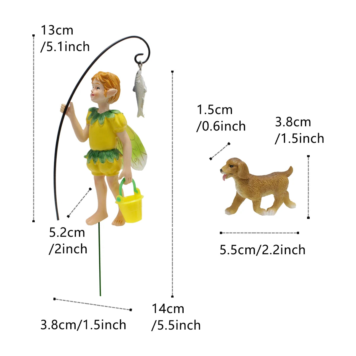 Miniature Flower Fairy & Fish Statue Resin Craft for Fairy Garden Bonsai Decor