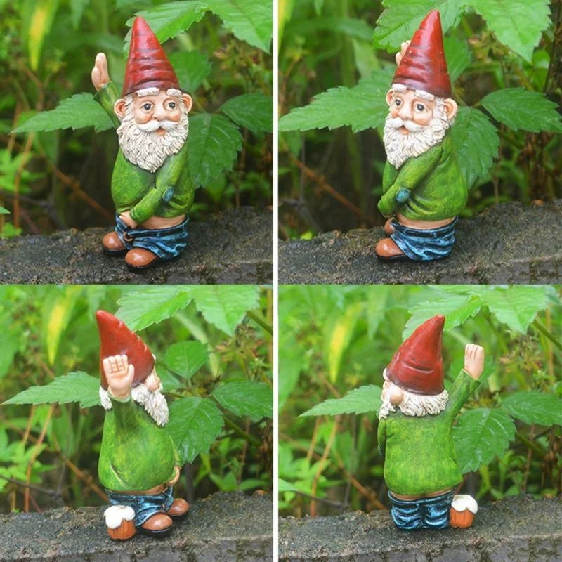 Funny Peeing Garden Gnome Statue Naughty Urinating Dwarf Figurine Yard Art Decor