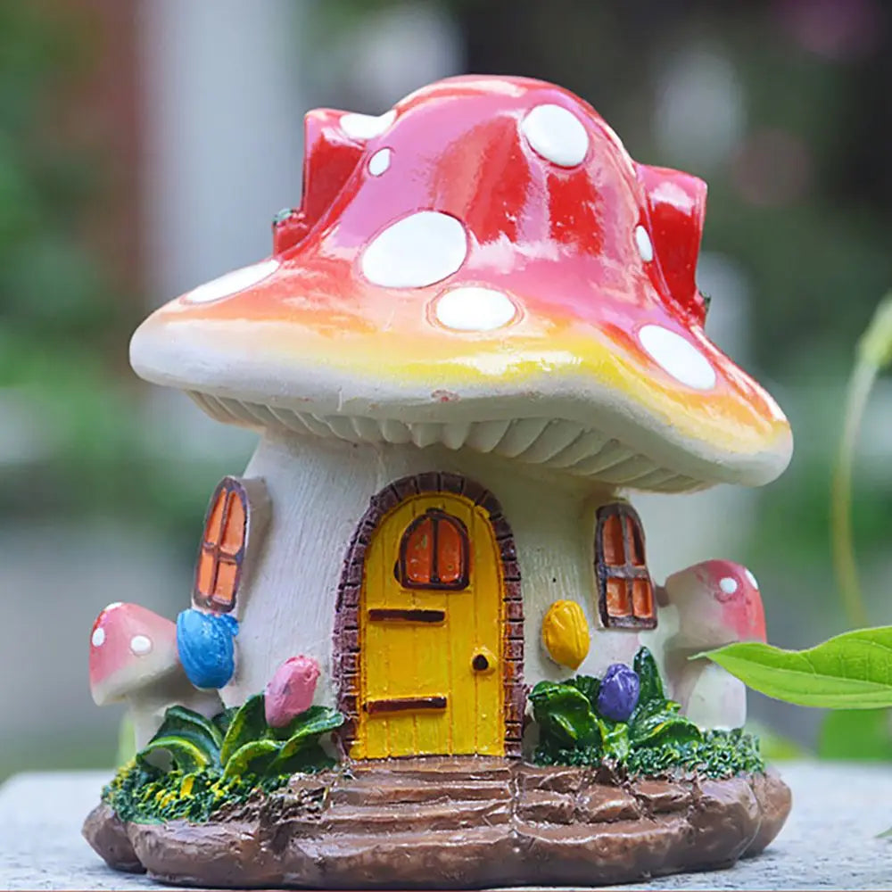 Miniature Mushroom House Resin Fairy Garden Decor Micro Landscape Castle Ornament