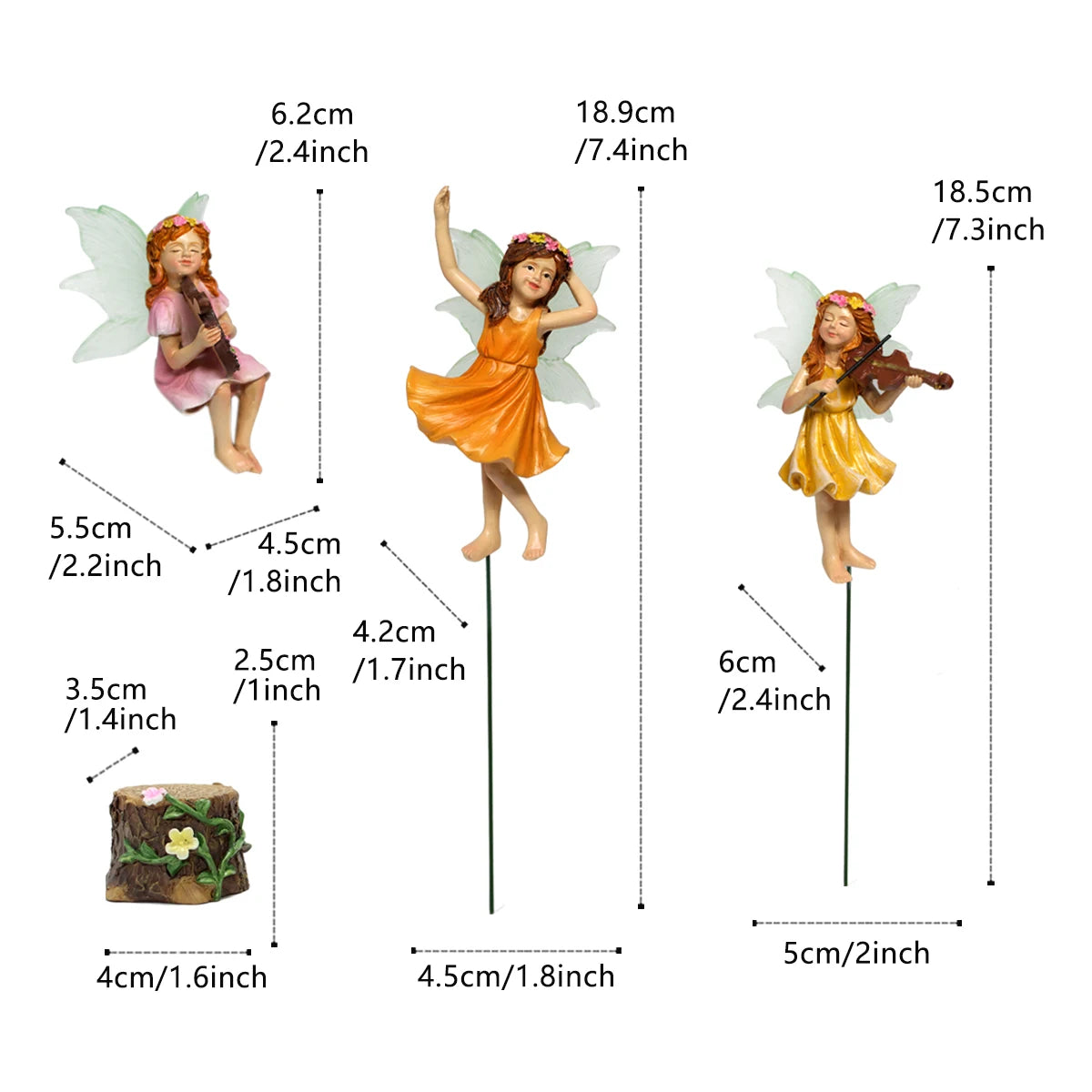 3pcs Dancing Flower Fairy Figurines Mini Resin Statue for Garden Pot Sand Table