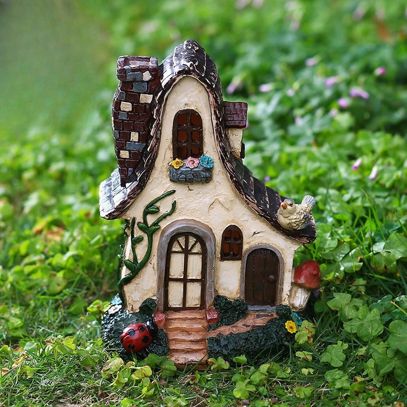 Miniature Fairy Tale House Resin Sculpture Garden Dwarf Home Witch Castle Decor