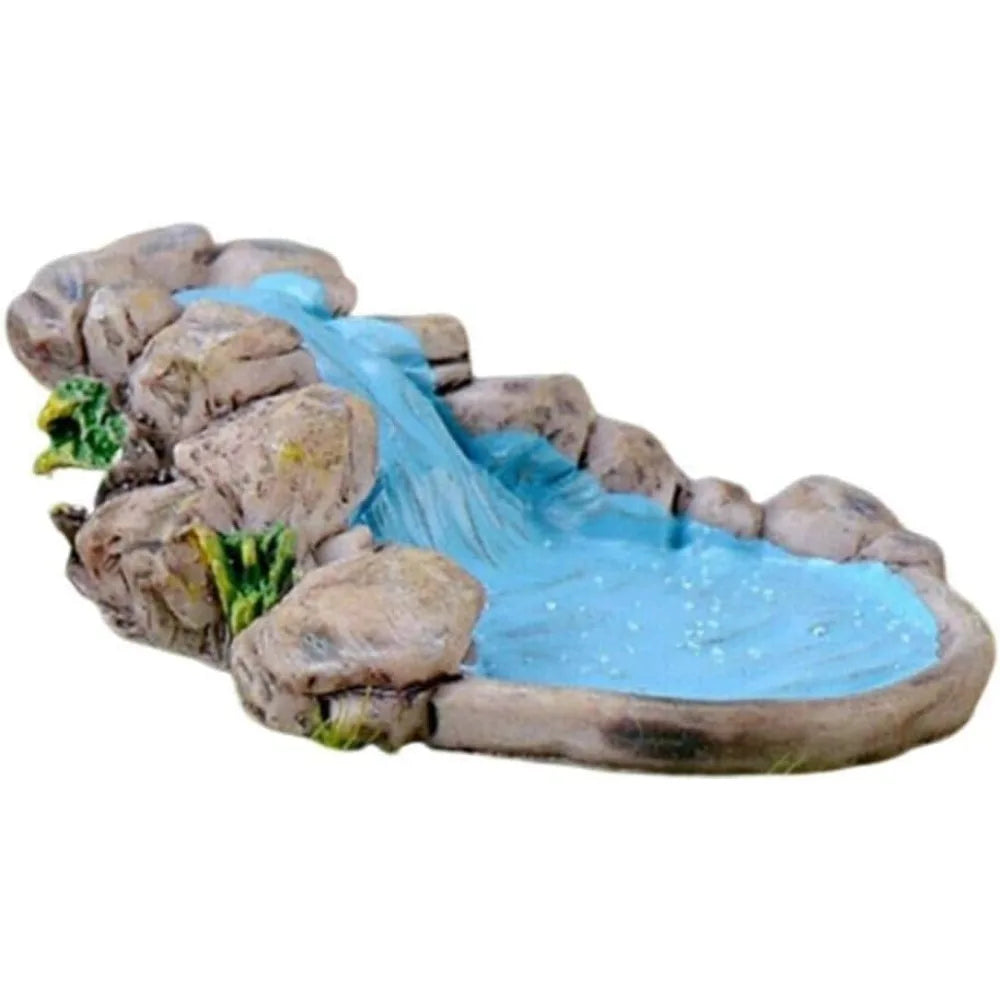 Turquoise Resin Mini Pond Water Pool Figurine Fairy Garden Decor Miniature Pond