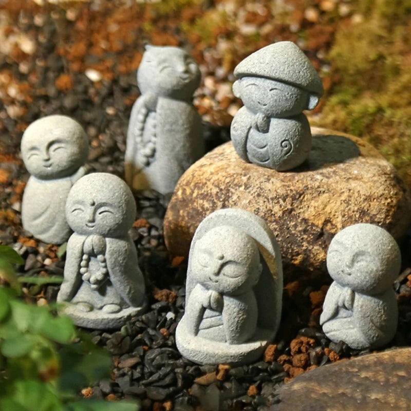 Mini Jizo Buddha Statue Japanese Zen Garden Decor Ksitigarbha Figurine Fish Tank