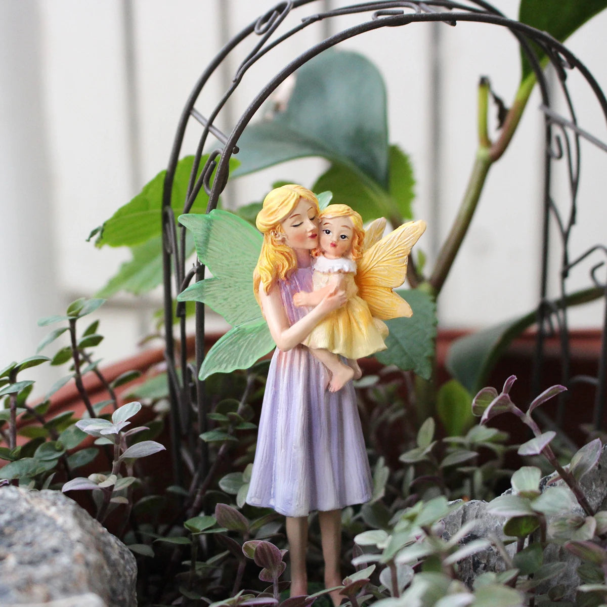 Mother's Day Gift Flower Fairy Mother and Daughter Statue Glow in the Dark Wings