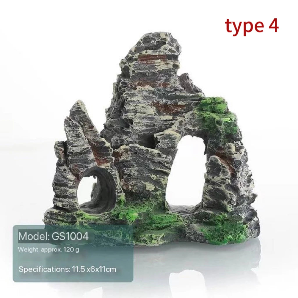Aquarium Rockery Decoration Resin Fish Tank Landscape Stone Mountain Hiding Cave