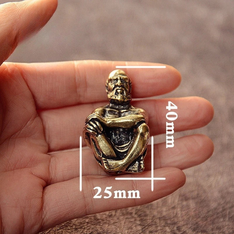 Vintage Brass Bodhidharma Statue Solid Copper Dharma Figurine Zen Buddha Decor