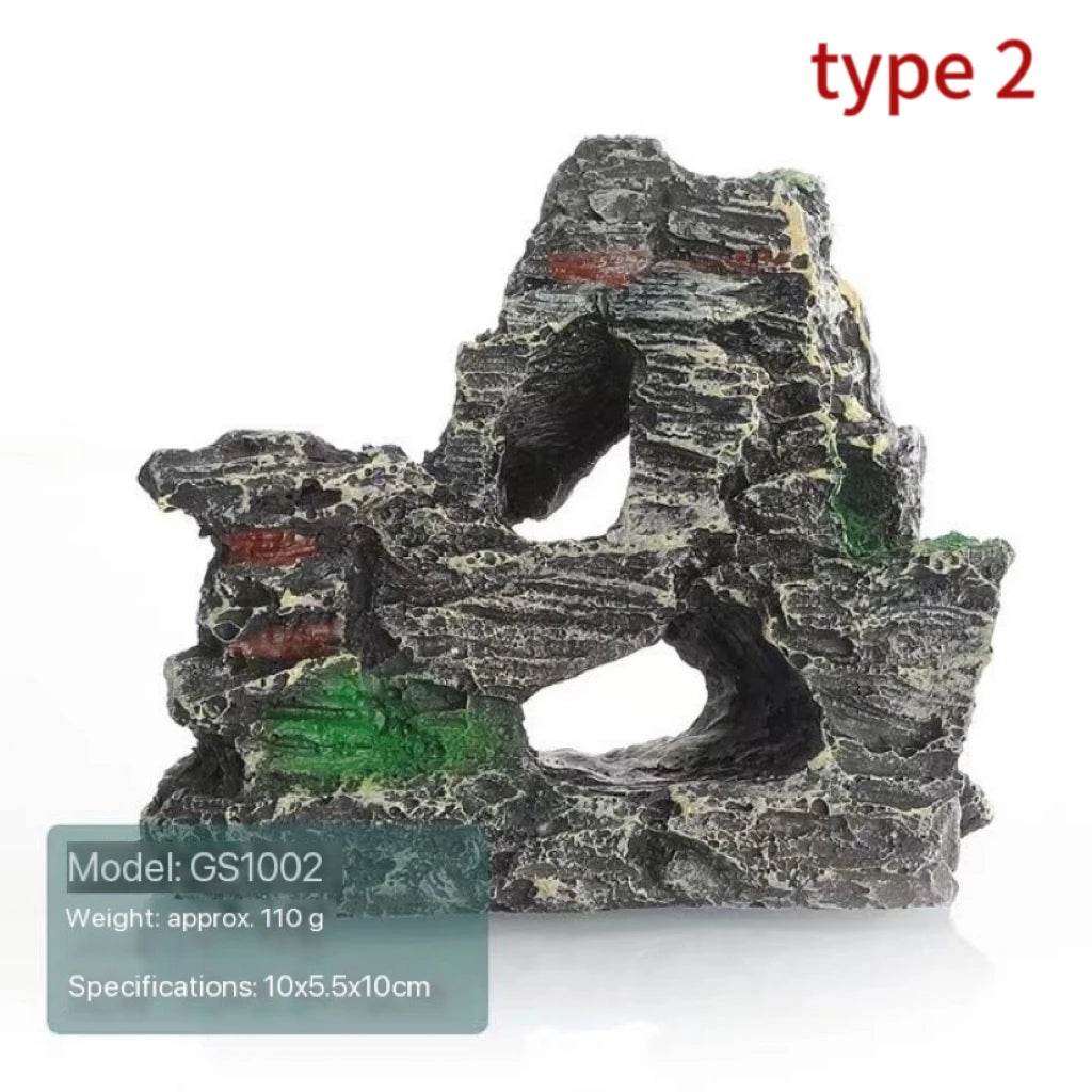 Aquarium Rockery Decoration Resin Fish Tank Landscape Stone Mountain Hiding Cave