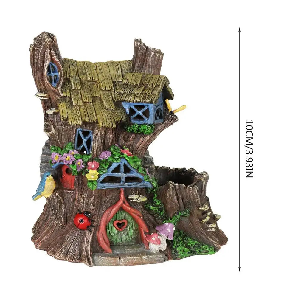 Waterproof Resin Gnome Fairy House Figurine Outdoor Garden Yard Lawn Ornament