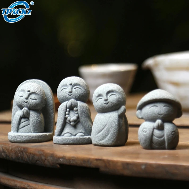 Mini Jizo Buddha Statue Japanese Zen Garden Decor Ksitigarbha Figurine Fish Tank