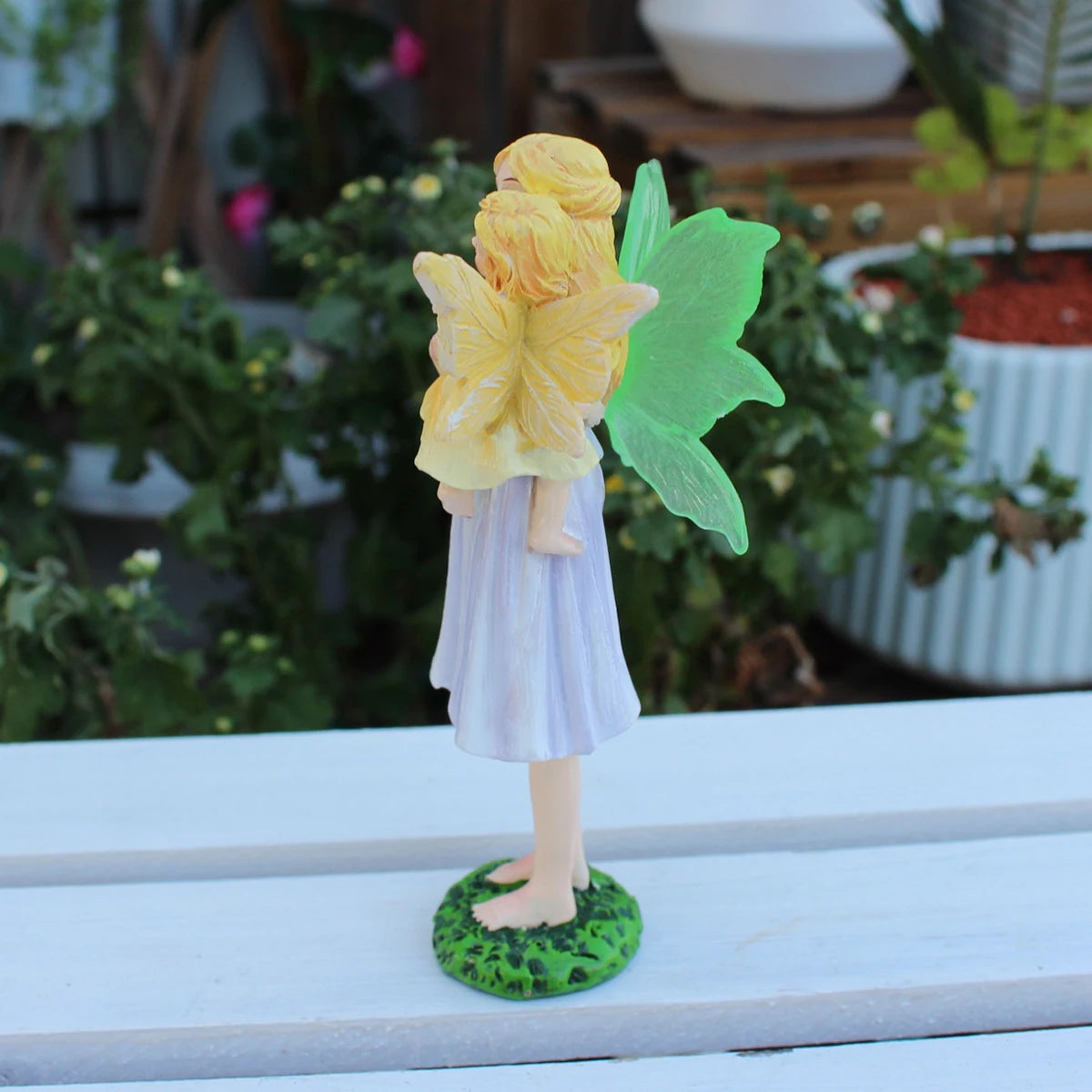 Mother's Day Gift Flower Fairy Mother and Daughter Statue Glow in the Dark Wings