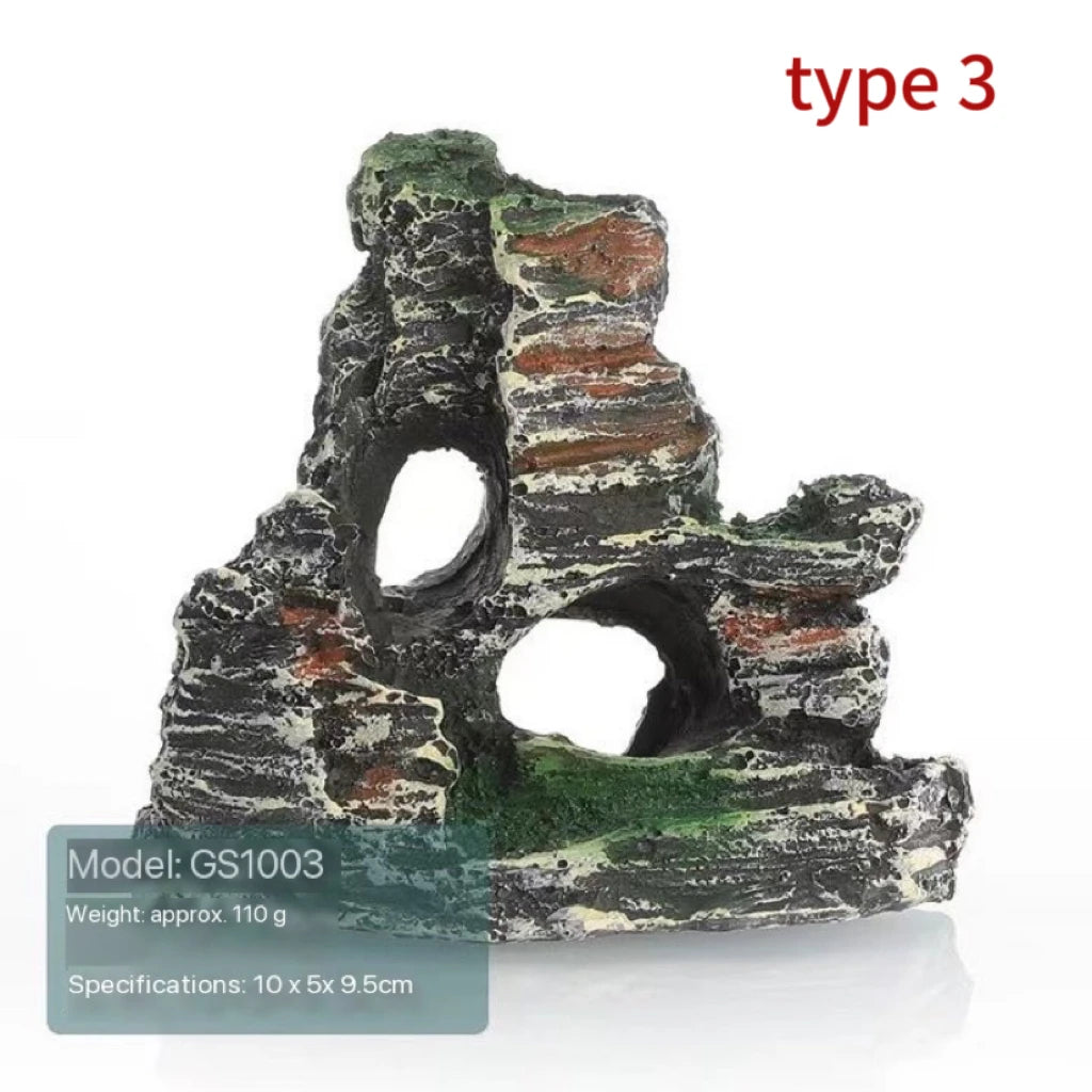 Aquarium Rockery Decoration Resin Fish Tank Landscape Stone Mountain Hiding Cave