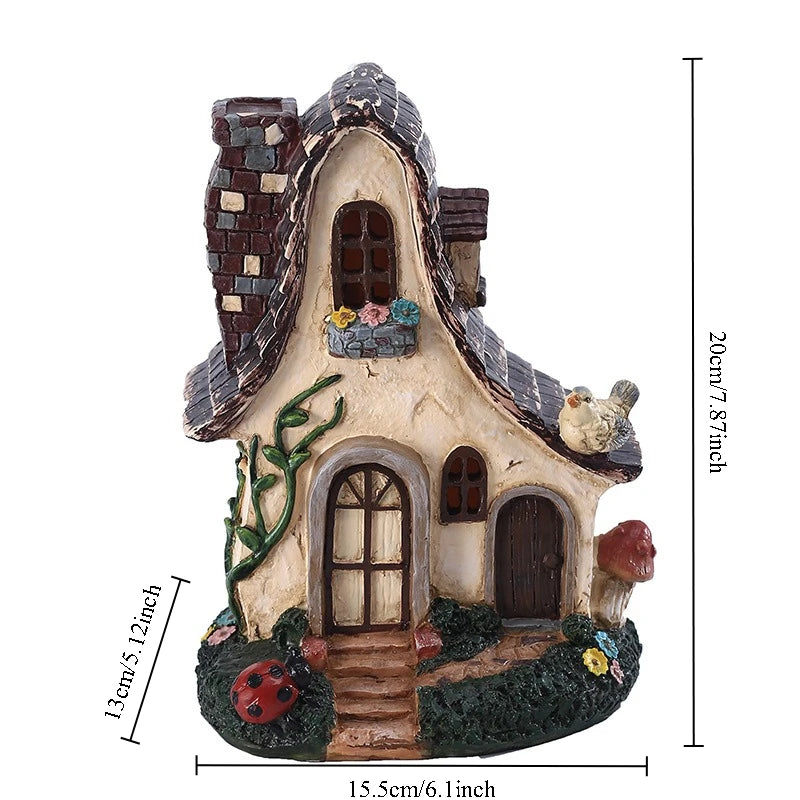 Miniature Fairy Tale House Resin Sculpture Garden Dwarf Home Witch Castle Decor