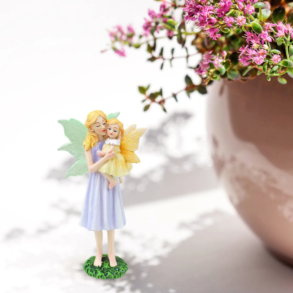 Mother's Day Gift Flower Fairy Mother and Daughter Statue Glow in the Dark Wings