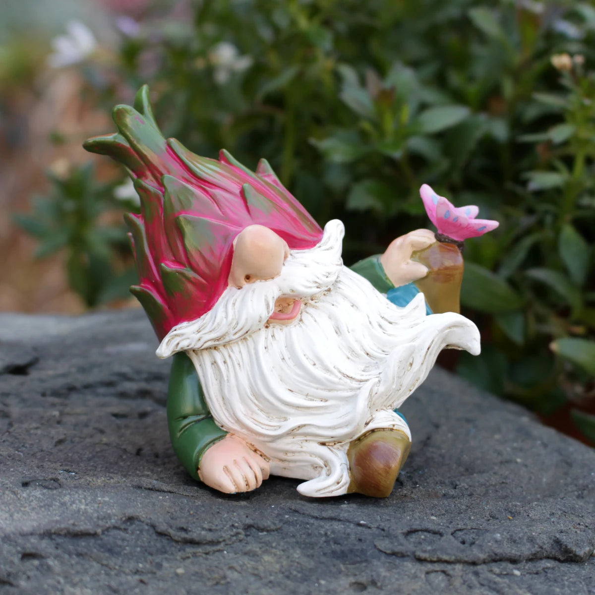 Funny Pitaya Dragon Fruit Gnome Statue Resin Dwarf Figurine Garden Fruit Decor