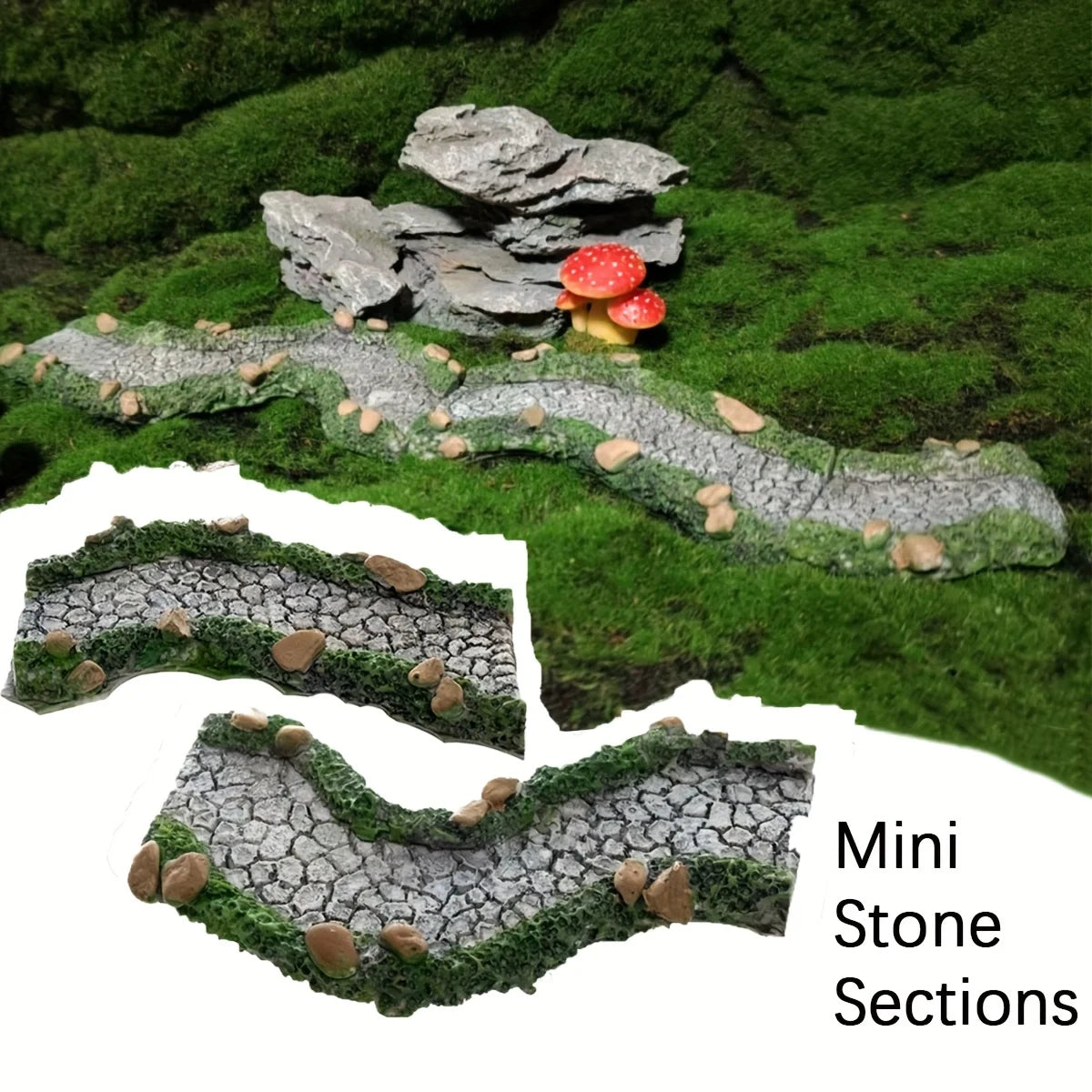 Miniature Stone Path Resin Fairy Garden Walkway for Terrarium Micro Landscape DIY