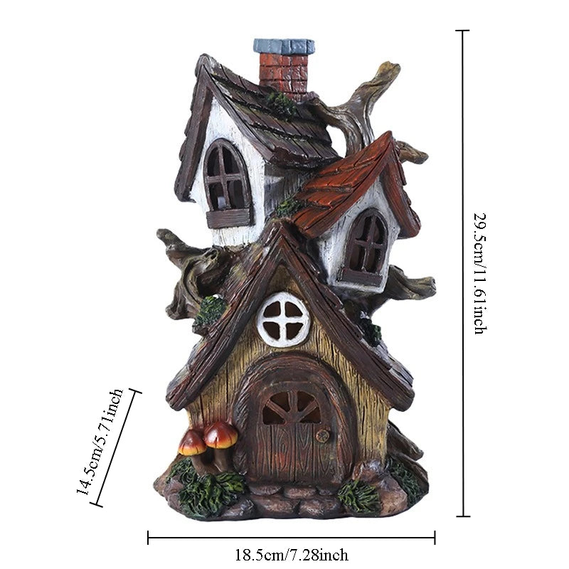 Miniature Fairy Tale House Resin Sculpture Garden Dwarf Home Witch Castle Decor