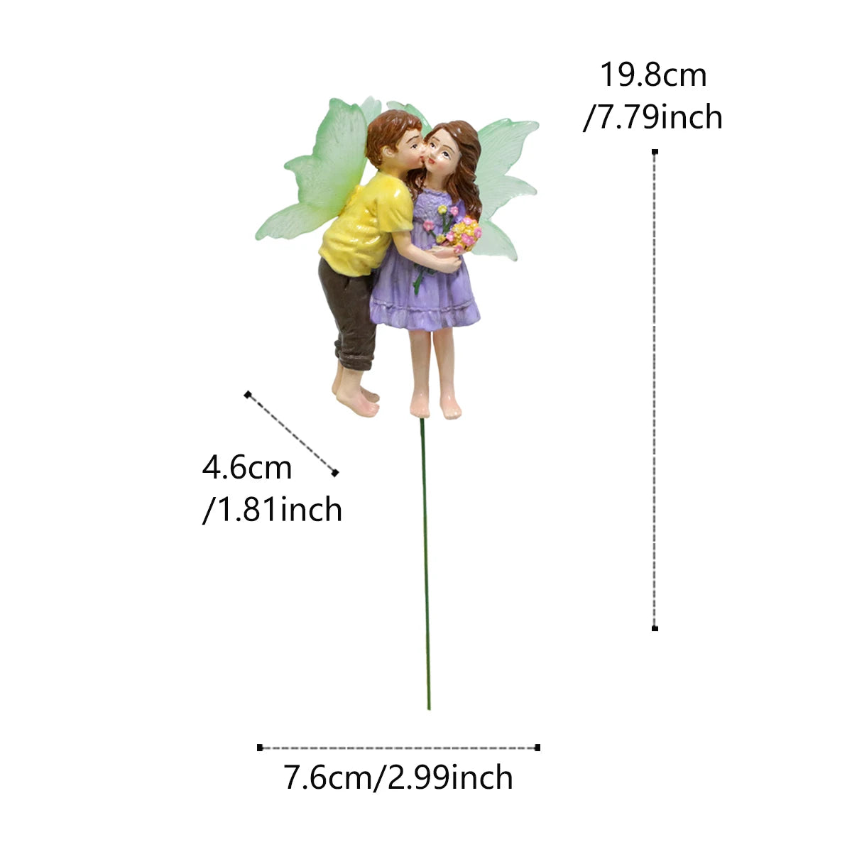 Kissing Flower Fairy Stakes Resin Miniature Figurine for Garden Pot Yard Decor