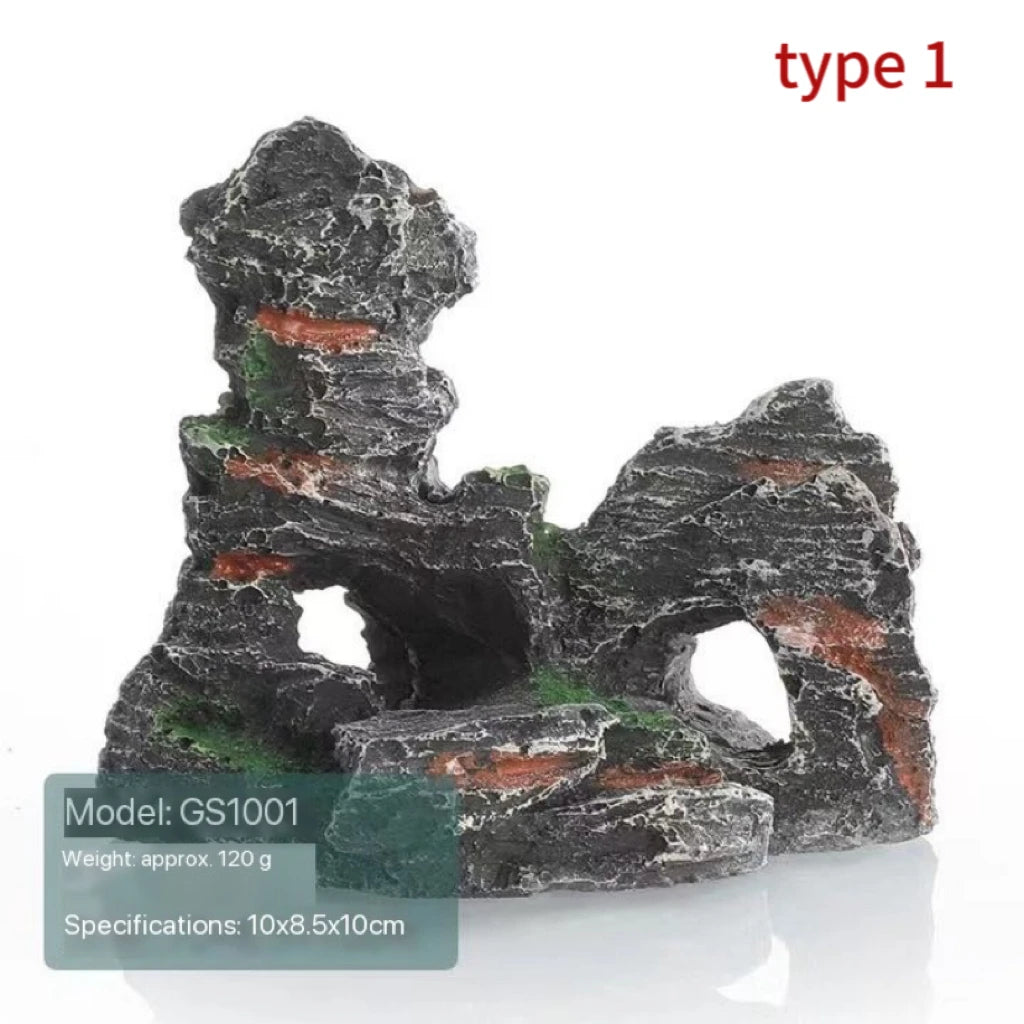 Aquarium Rockery Decoration Resin Fish Tank Landscape Stone Mountain Hiding Cave
