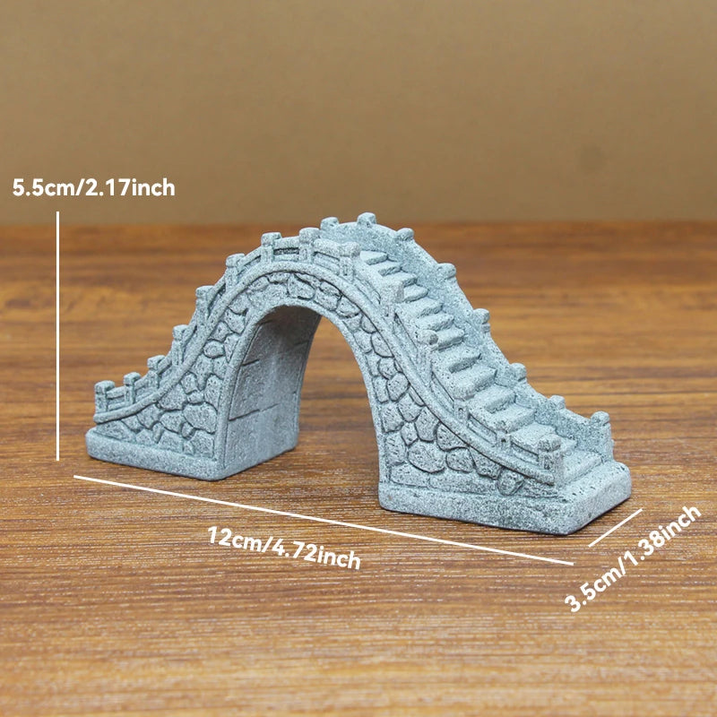 Zen Fisherman & Elder Playing Chess Statue Sandstone Bonsai Fish Tank Ornament