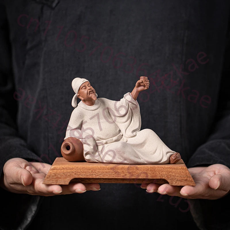 Ancient Li Bai Porcelain Sculpture Fine Ceramic Art Figurine Office Table Ornament