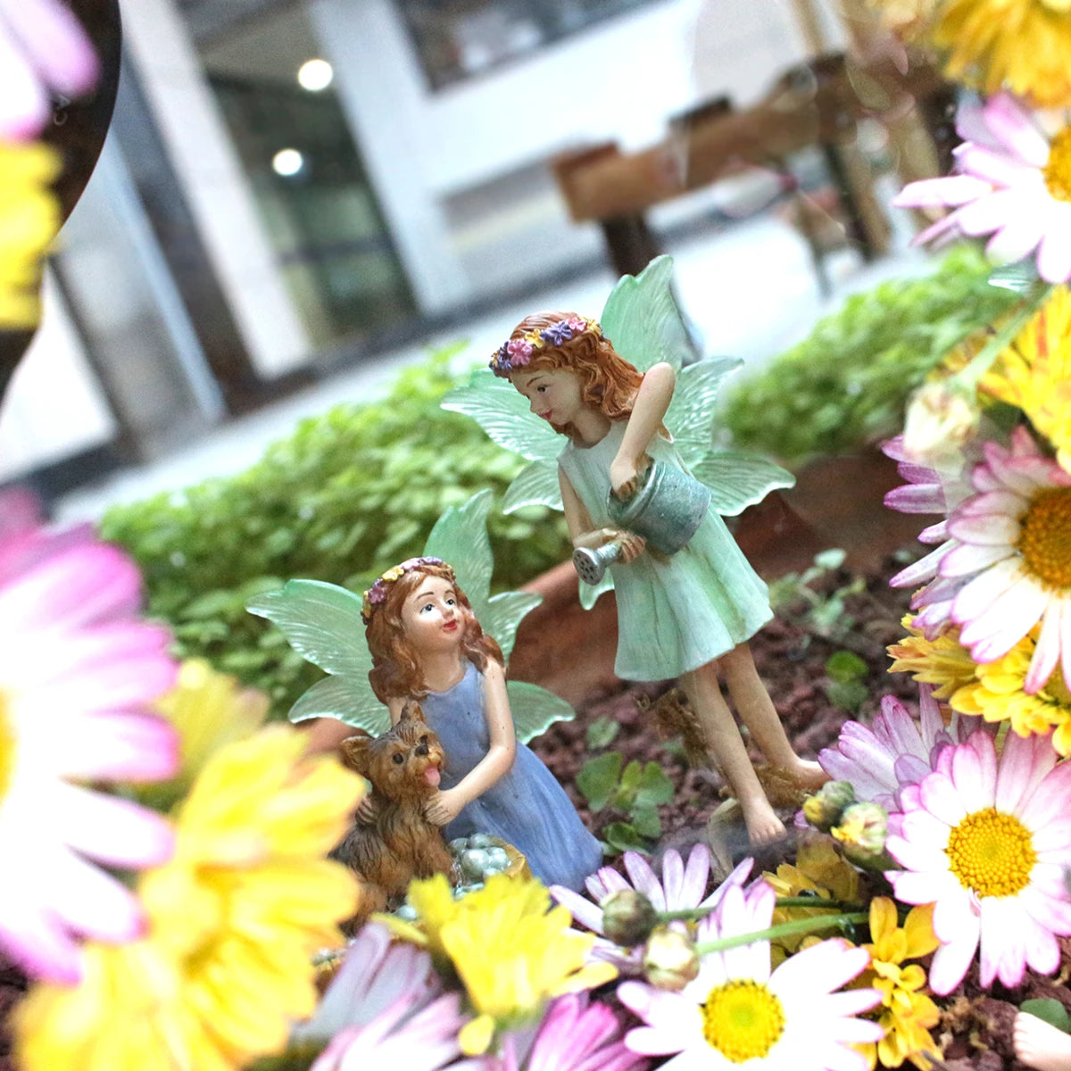 Miniature Angel Fairy with Dog Resin Craft for Bonsai Pot Micro Landscape Decor