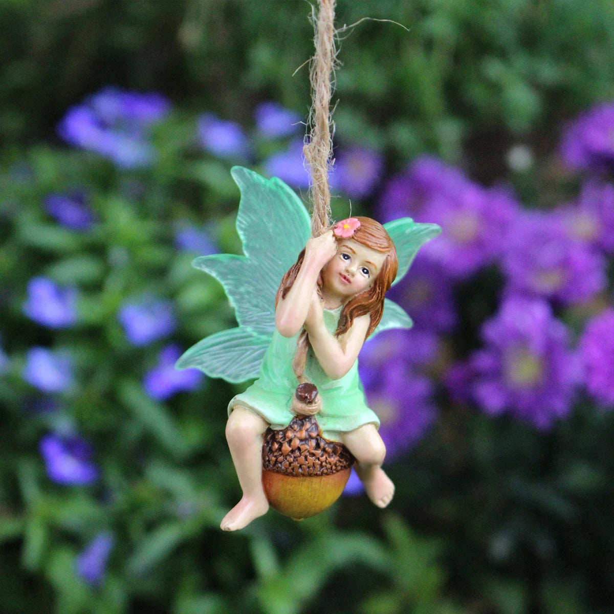 2pcs Swinging Fairy Figurine Glow in the Dark Wing Resin Couple Garden Ornament