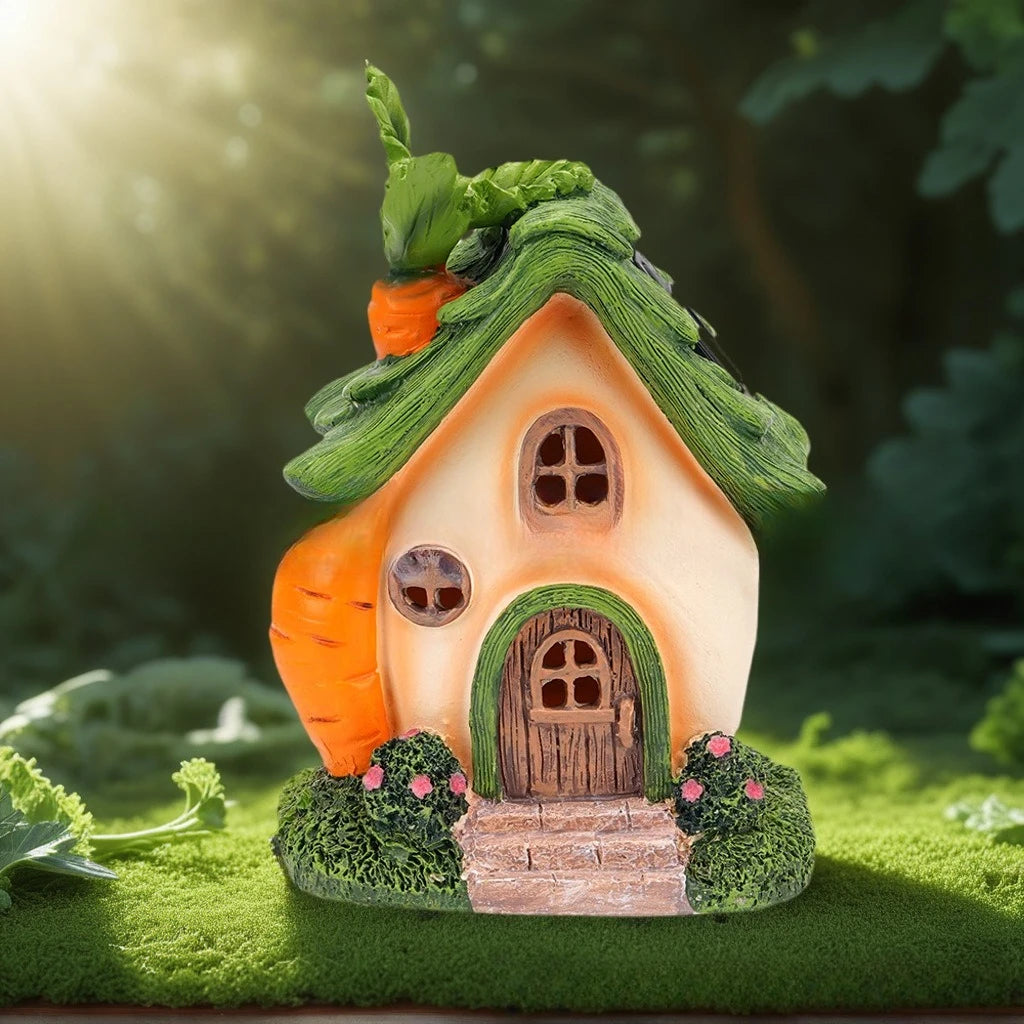 Solar Christmas Tree House Garden Stake Light Outdoor Xmas Decor Resin Ornament