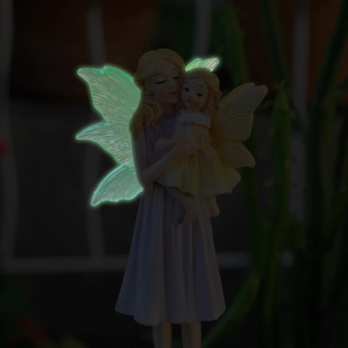 Mother's Day Gift Flower Fairy Mother and Daughter Statue Glow in the Dark Wings