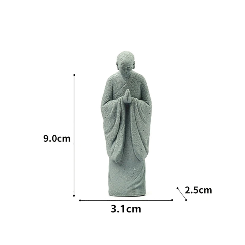 White Stone Monk Statue Zen Buddha Figurine Fish Tank Moss Bonsai Garden Decor