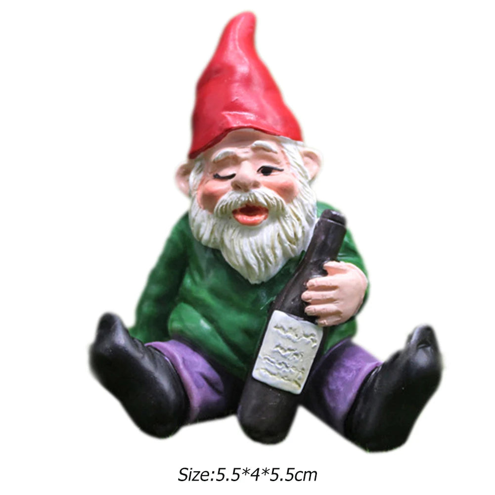 Funny Middle Finger Garden Gnome Statue Naughty White Beard Dwarf Figurine Decor