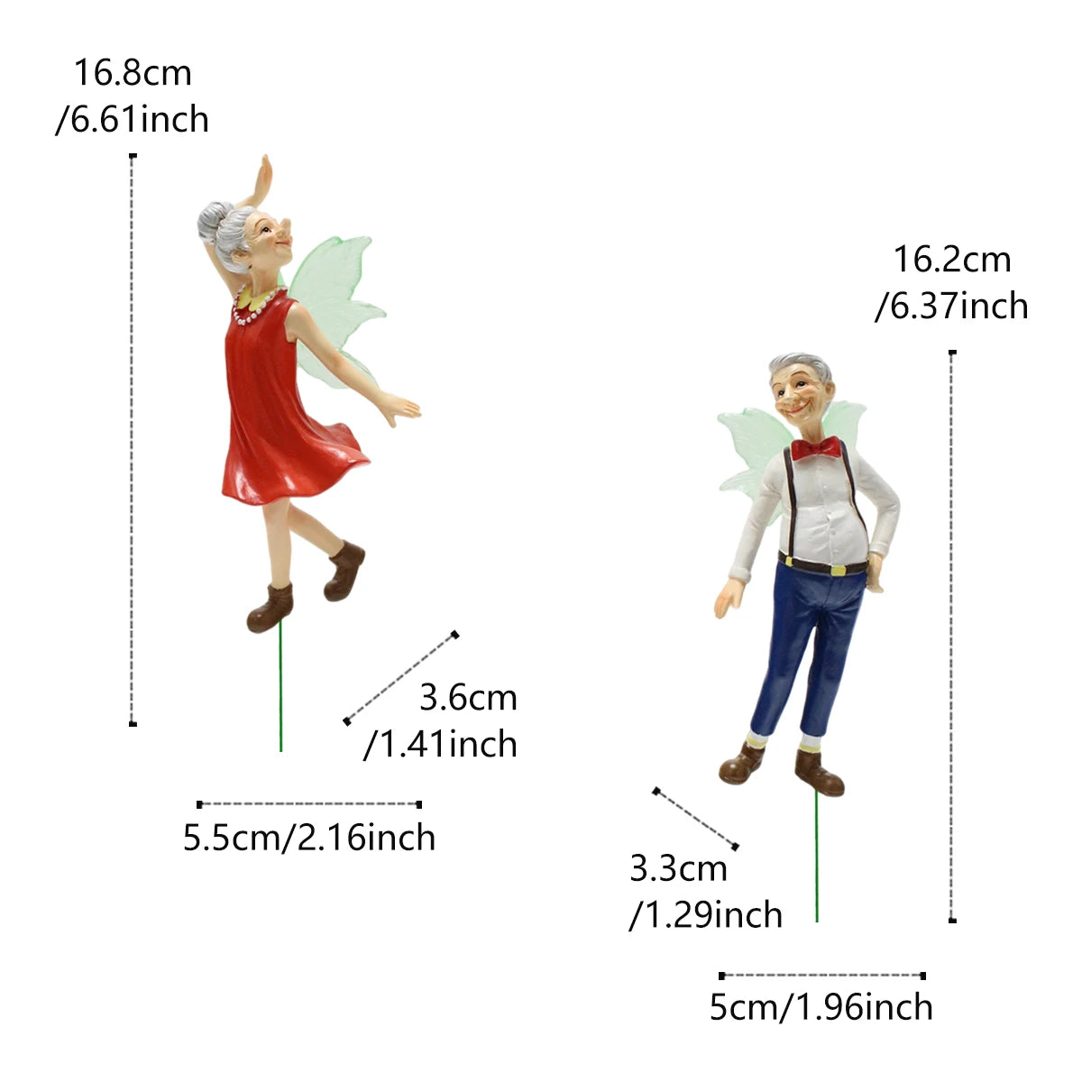 2pcs Valentine's Day Elderly Couple Fairy Set Glow in the Dark Wings Garden Gift