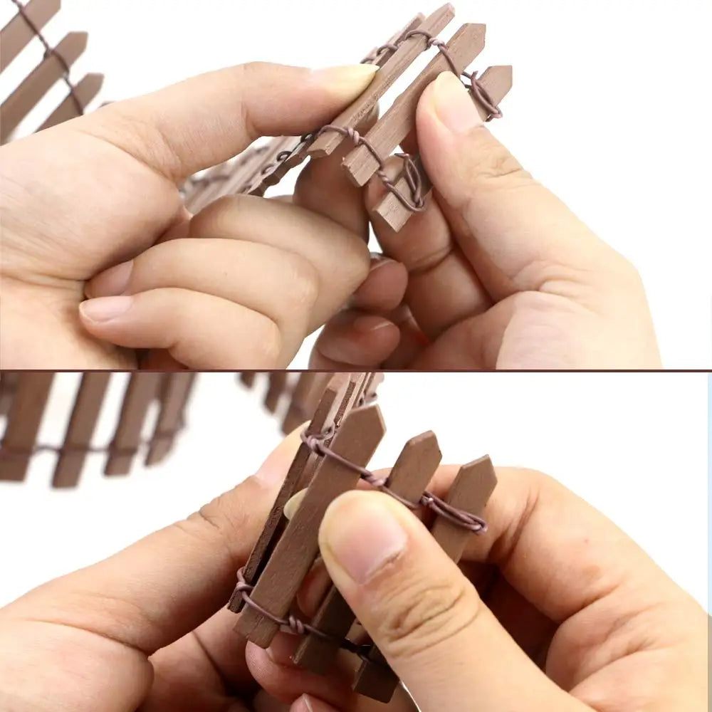 Miniature Wooden Picket Fence Flexible Garden Decor for Terrarium Fairy Garden