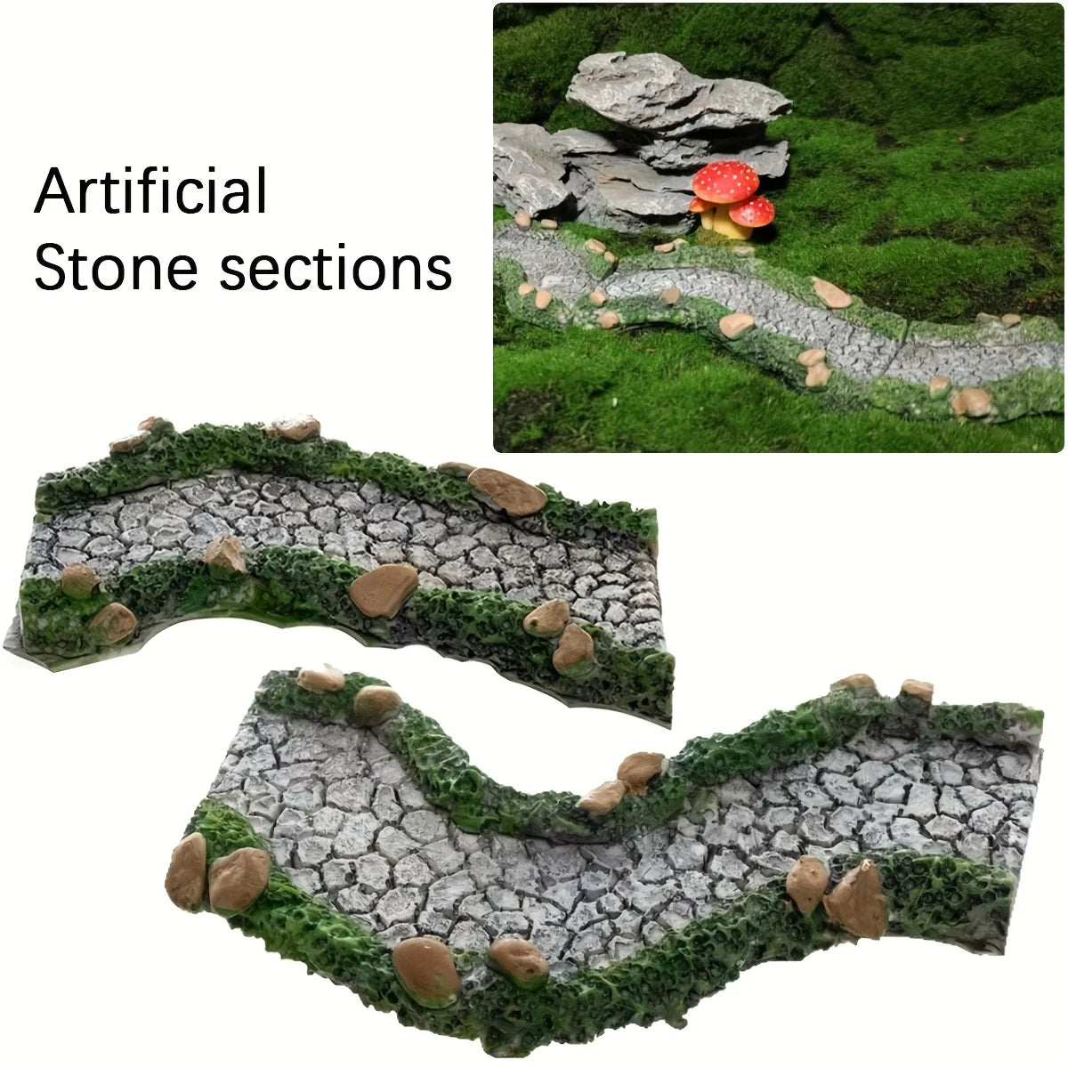 Miniature Stone Path Resin Fairy Garden Walkway for Terrarium Micro Landscape DIY