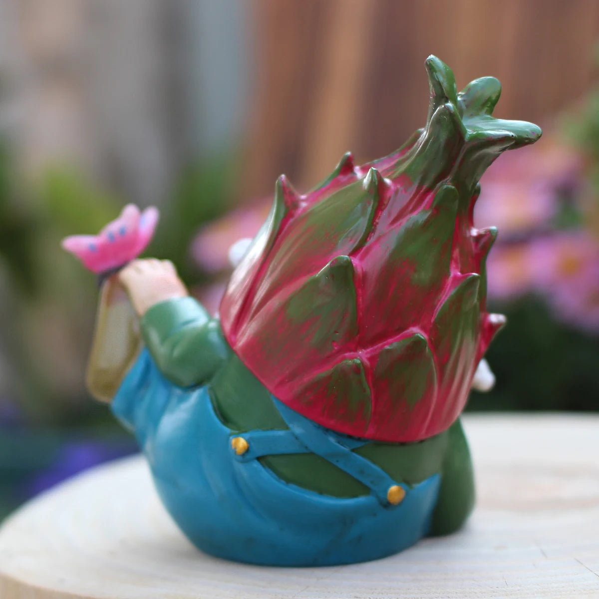 Funny Pitaya Dragon Fruit Gnome Statue Resin Dwarf Figurine Garden Fruit Decor