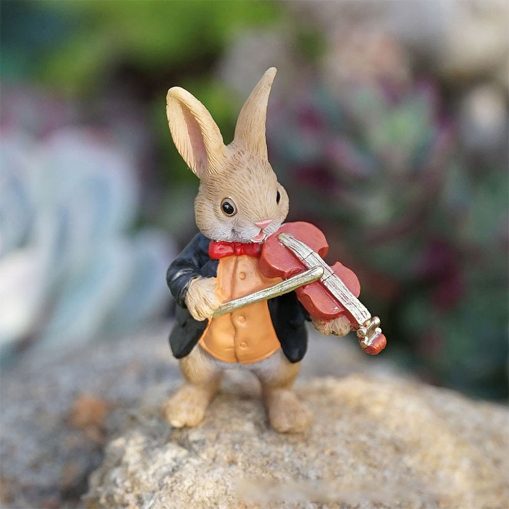 Resin Rabbit Figurine Micro Landscape Ornament Garden Turtle Statue Bonsai Decor