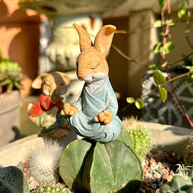 3Pcs Bunny Rabbit Garden Statue Set Easter Bunny Figurines Home Desktop Decor