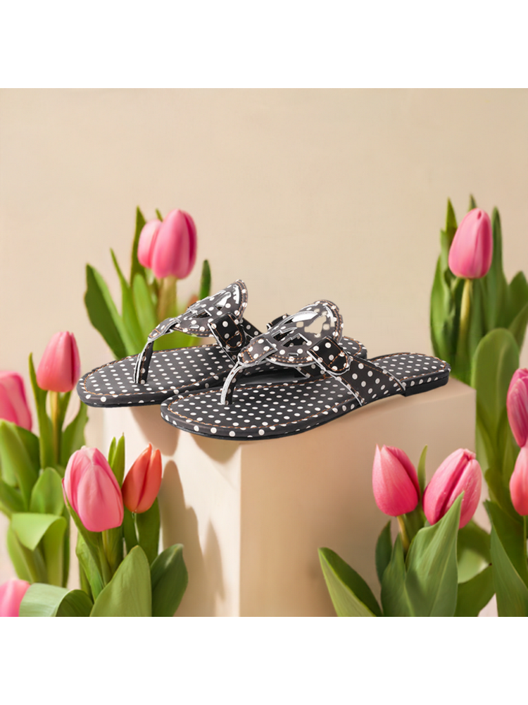 TMA EYES Polka Dot Slides  Slip-On Flat Beach Sandal for Indoor Outdoor